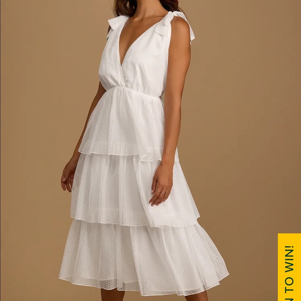 Bridal white tiered ruffle dress
